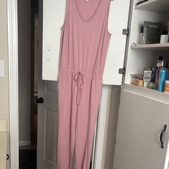 Daily Ritual Pants - Daily Ritual Pink Sleeveless Jumpsuit